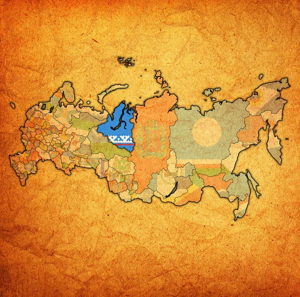 Emblema Distrito Autônomo Yamal Nenets Mapa Com Divisões Administrativas Fronteiras — Fotografia de Stock
