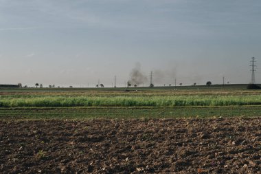 Sigara traktör ile kırsal manzara