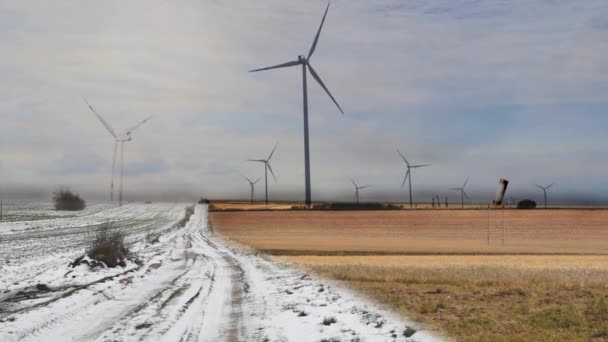 Unreal Landschap Met Velden Tijdens Winter Het Zomerseizoen Dezelfde Tijd — Stockvideo