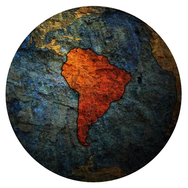 Sydamerika på världen karta — Stockfoto