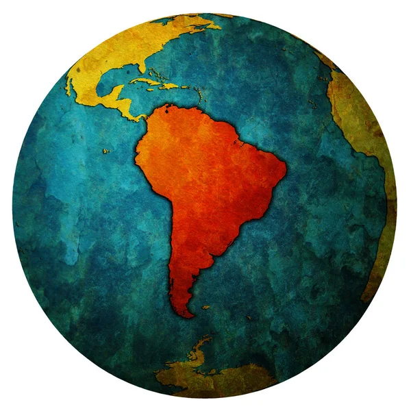 Sud America sulla mappa del globo — Foto Stock