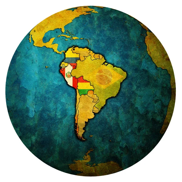 Andinska gemenskapen på världen karta — Stockfoto