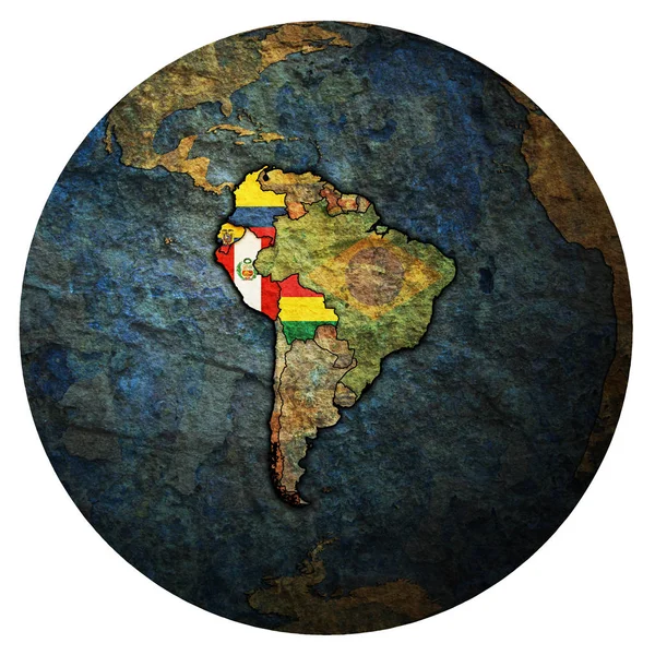 Comunidade Andina no mapa globo — Fotografia de Stock