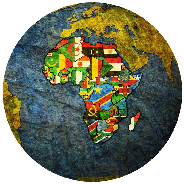 Peta dunia dengan peta politik african union — Stok Foto