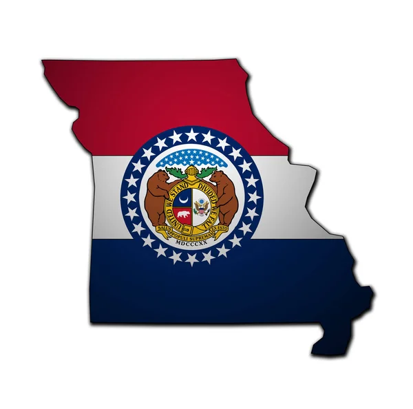 Missouri Staat mit Flagge — Stockfoto