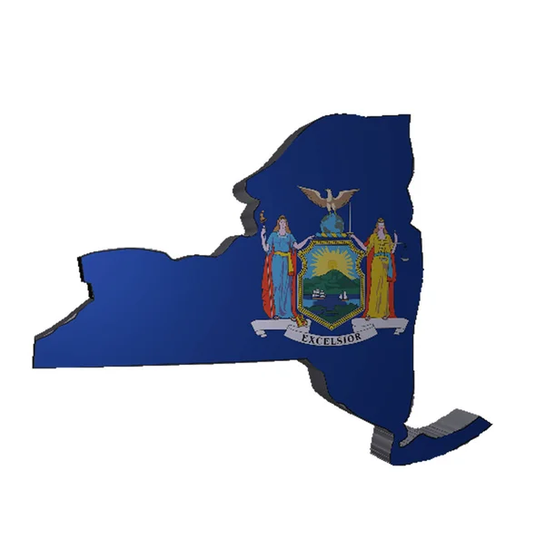 Estado de Nova Iorque com bandeira — Fotografia de Stock