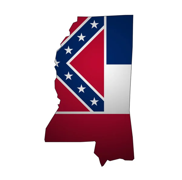 Mississippi Staat mit Fahne — Stockfoto