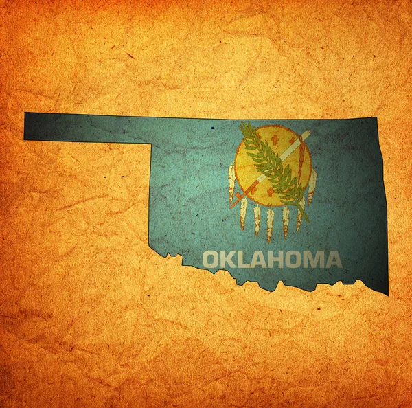 Estado de Oklahoma con bandera —  Fotos de Stock