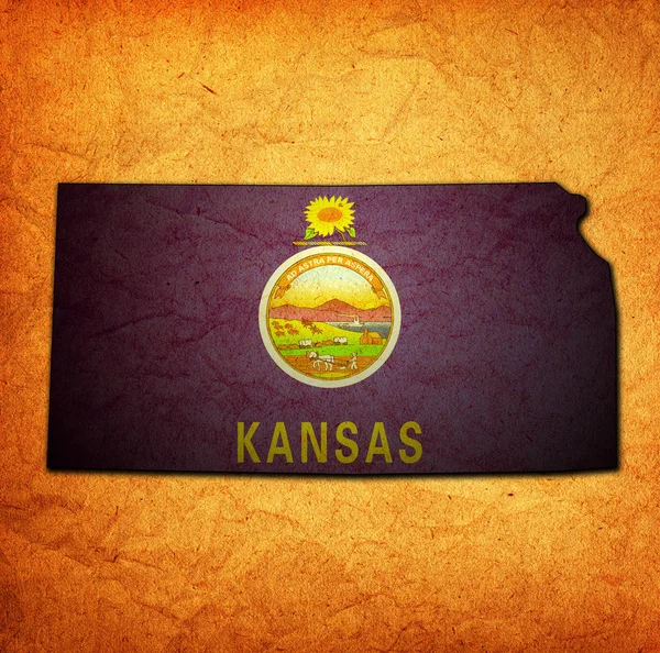 Kansas state with flag — Stok fotoğraf