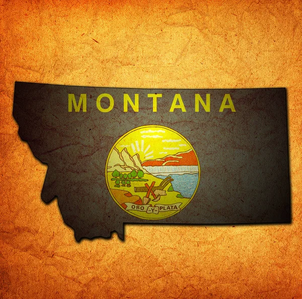 Montana State med flagga — Stockfoto