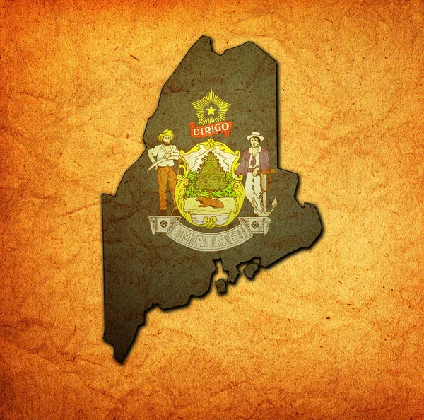 Estado de Maine con bandera —  Fotos de Stock