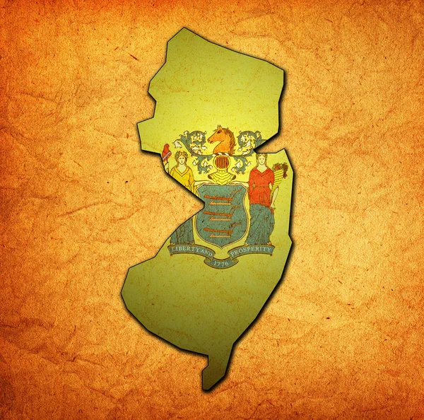 Estado de Nova Jersey com bandeira — Fotografia de Stock