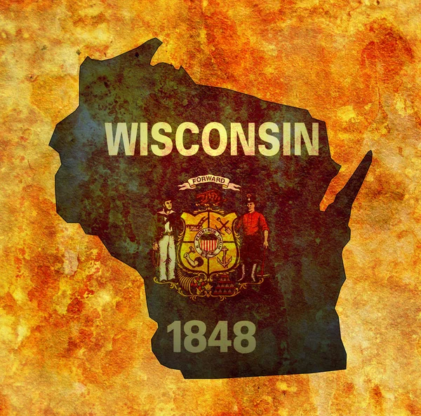 Wisconsin bayrağıyla — Stok fotoğraf