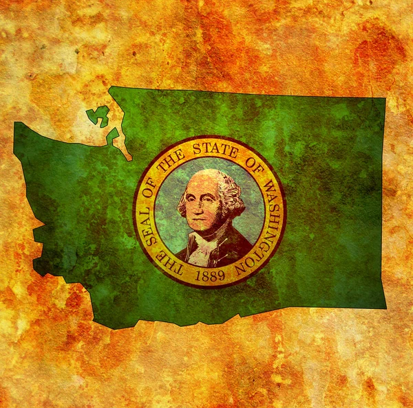 Estado de Washington com bandeira — Fotografia de Stock