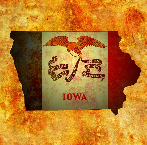Estado de Iowa com bandeira — Fotografia de Stock