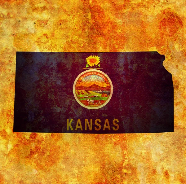 Kansas state with flag — Stok fotoğraf