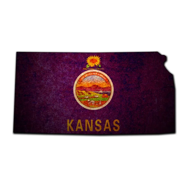 Kansas state with flag — Stok fotoğraf