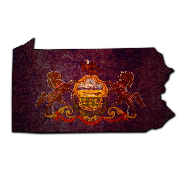 Estado de Pennsylvania con bandera —  Fotos de Stock