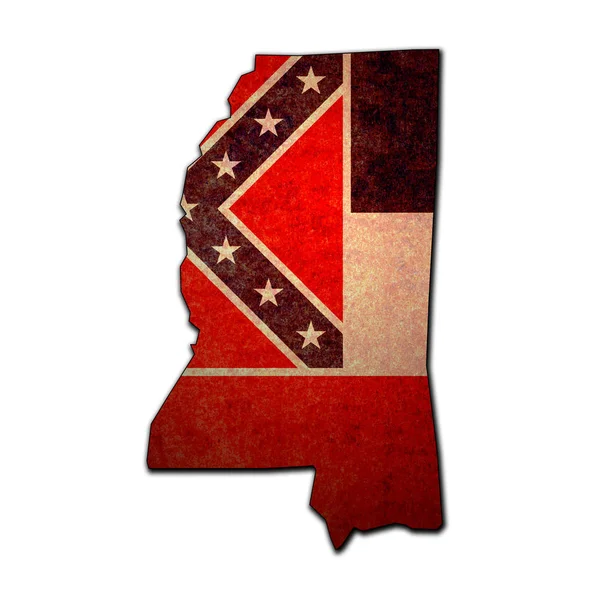 État du Mississippi avec drapeau — Photo