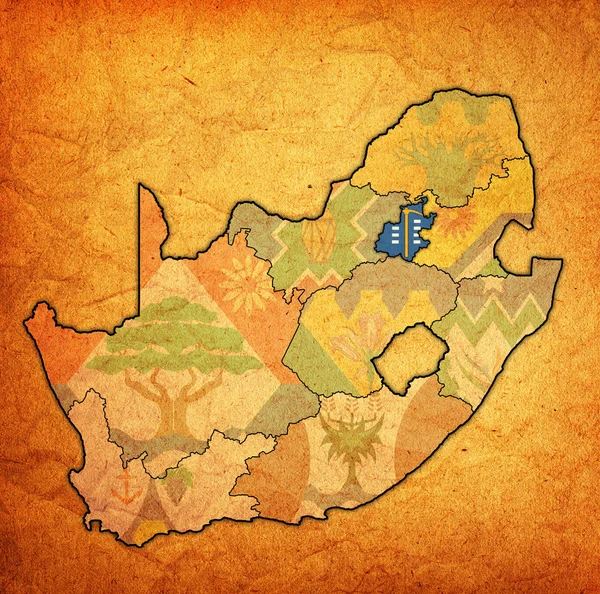 Gauteng регіон на карті адміністрації Південно-Африканської Республіки — стокове фото