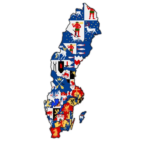 Χάρτη των σουηδικών κομητείες με σημαίες — Φωτογραφία Αρχείου
