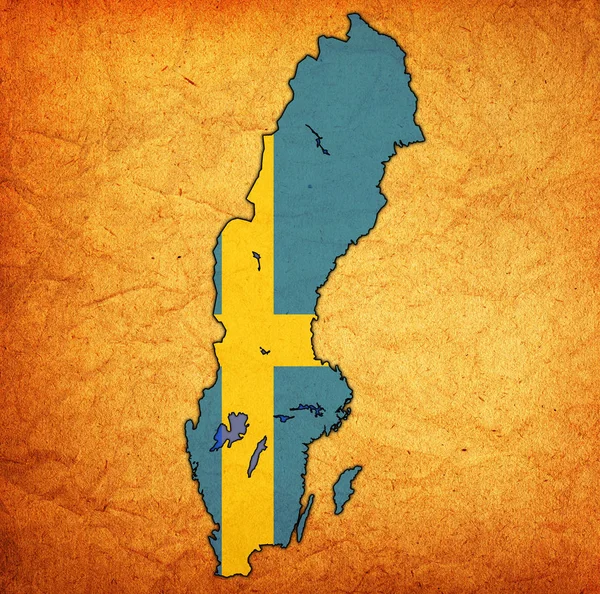 マップ上のスウェーデンの国旗 — ストック写真