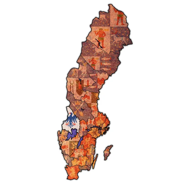 瓦姆兰在瑞典县地图上 — 图库照片
