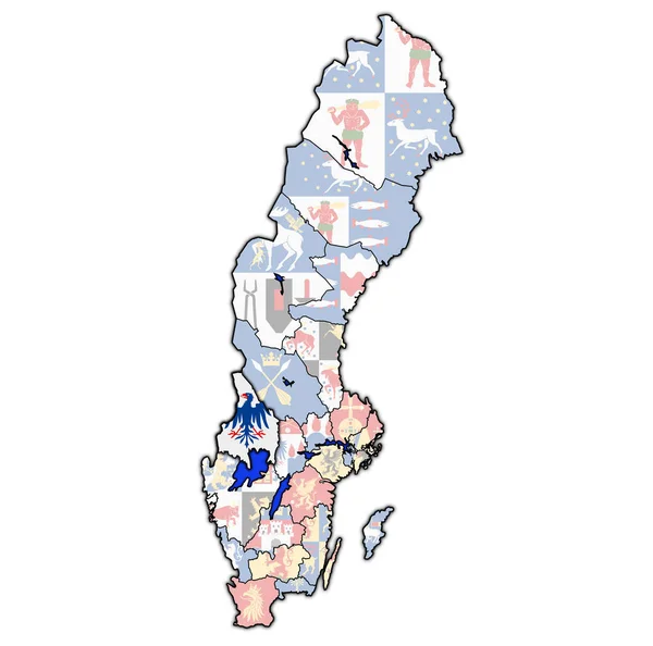 瓦姆兰在瑞典县地图上 — 图库照片