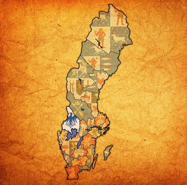 Varmland na mapě švédských krajů — Stock fotografie