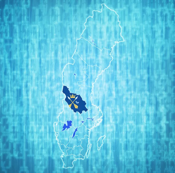 Dalarna on map of swedish counties — Stock Photo, Image