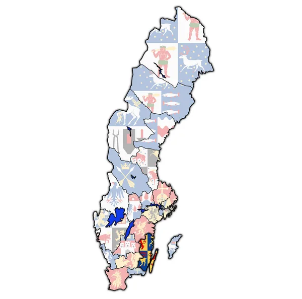 Kalmar op de kaart van Zweedse graafschappen — Stockfoto