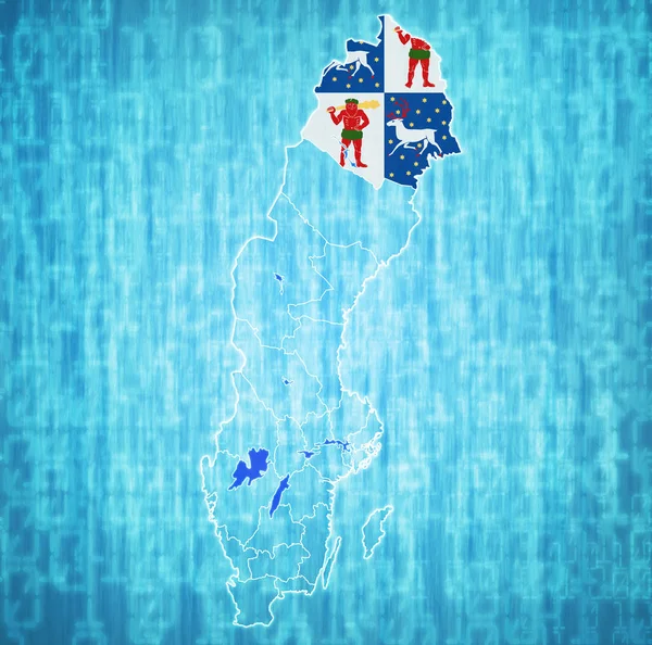 Norrbotten on map of swedish counties — Stock Photo, Image