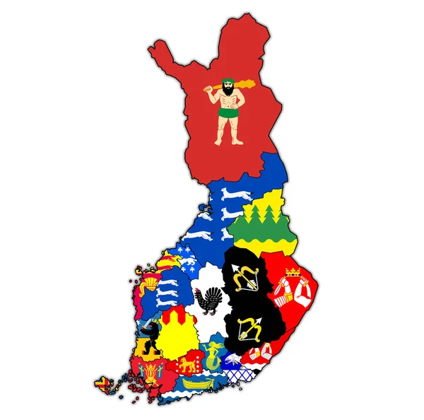 Регіони Фінляндії з прапорами — стокове фото