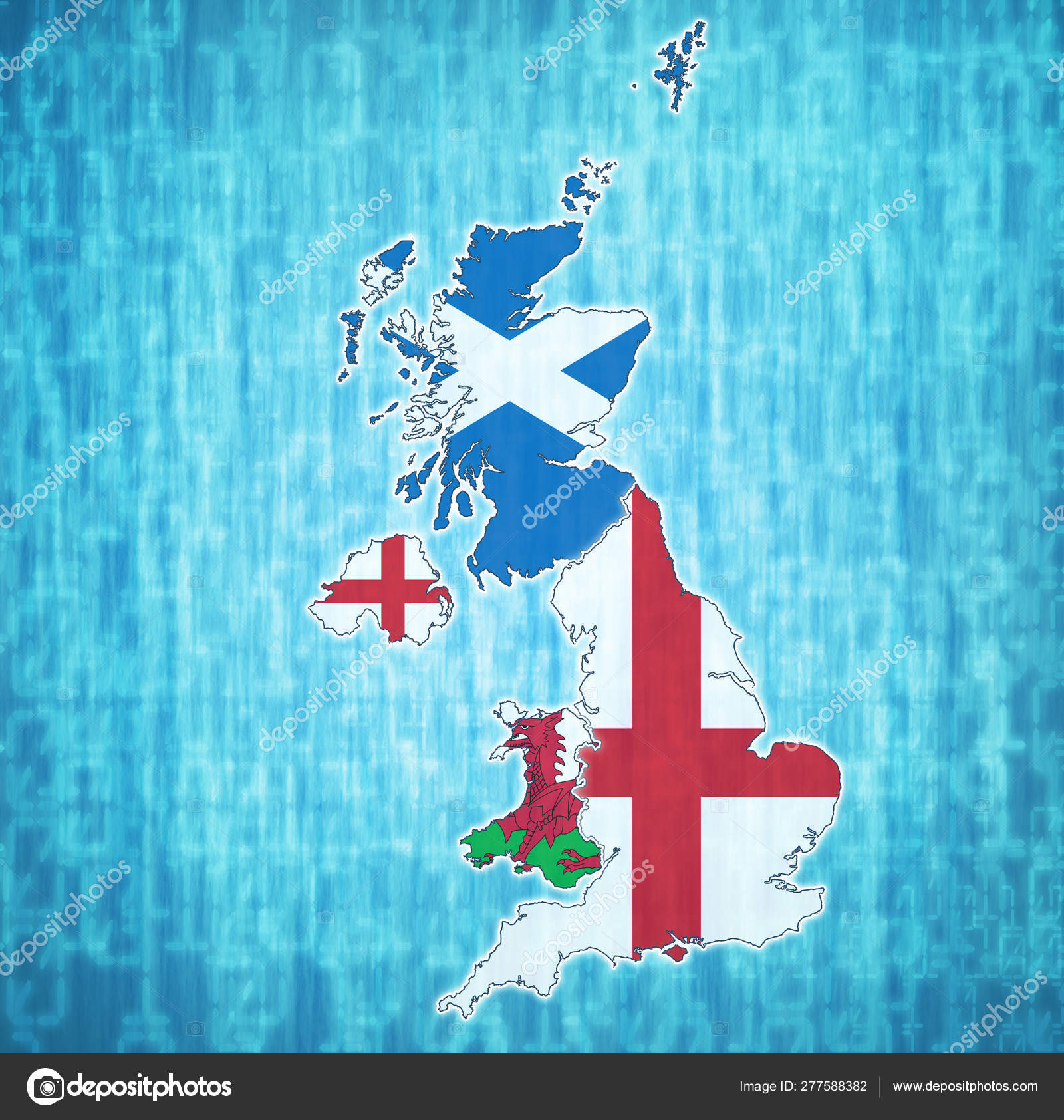 Political map of united kingdom with member countries Stock Photo by