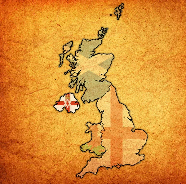 Noord-Ierland over de politieke kaart van Verenigd Koninkrijk — Stockfoto