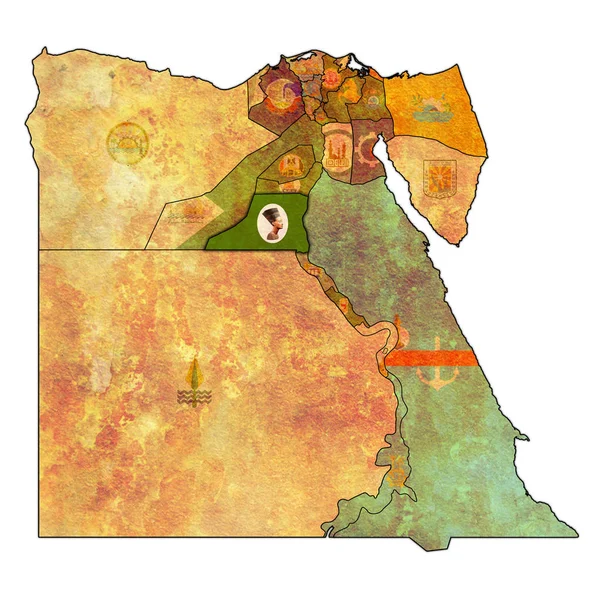 Bandera de Minya en el mapa de Egipto Gobernaciones —  Fotos de Stock