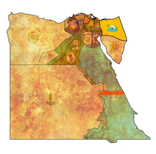 Bandera de Sinaí Septentrional en el mapa de Egipto —  Fotos de Stock