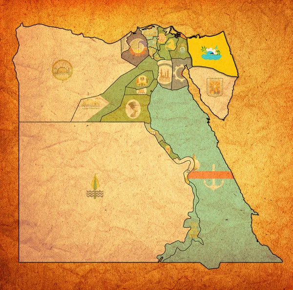 Mısır Valilikleri haritasında Kuzey Sina bayrağı — Stok fotoğraf