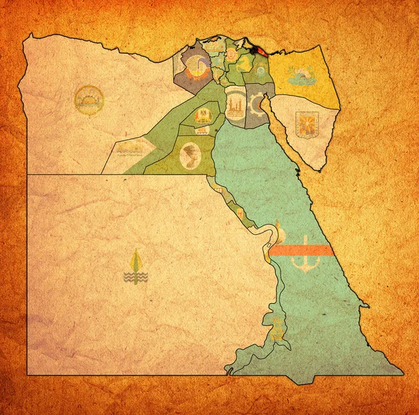 Mısır Valilikleri haritasında Said Port bayrağı — Stok fotoğraf