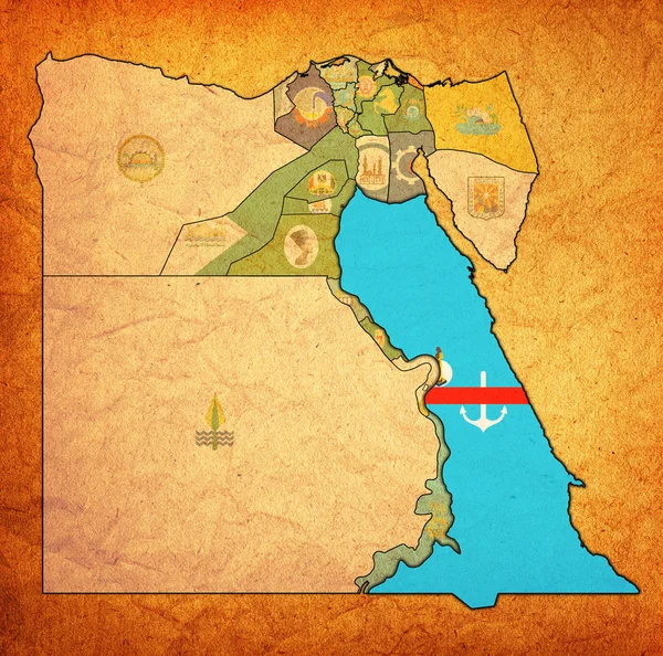 Mısır Valilikleri haritasında Kızıldeniz bayrağı — Stok fotoğraf