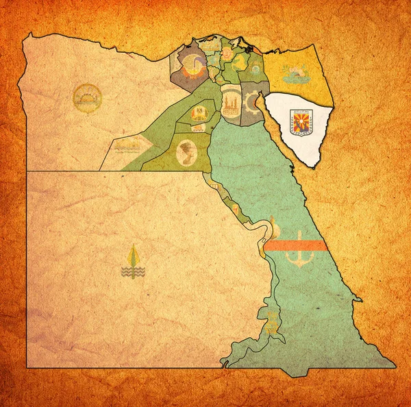 Mısır Valilikleri haritasında Güney Sina bayrağı — Stok fotoğraf