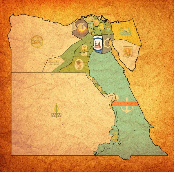 Mısır Valilikleri haritasında Kahire bayrağı — Stok fotoğraf