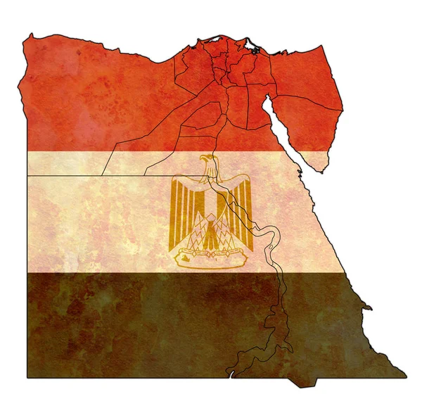 Drapeau de l'Egypte sur la carte d'admistration — Photo