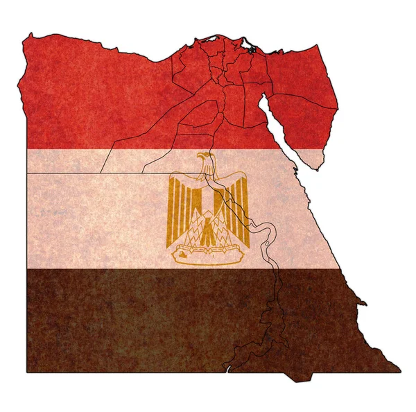 Egyptens flagga på adminstration Map — Stockfoto