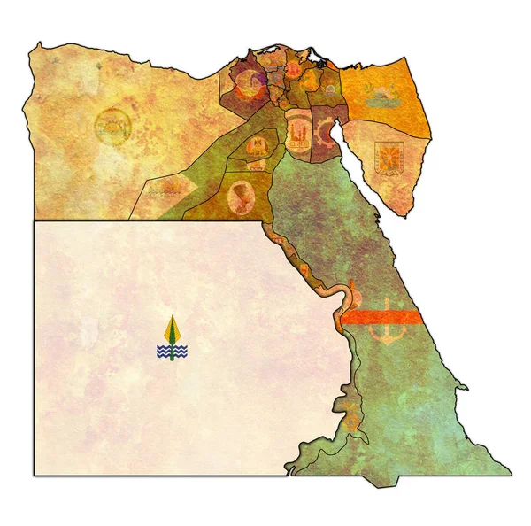Bandera de El Wadi El Gedid en el mapa de Egipto Governorates —  Fotos de Stock