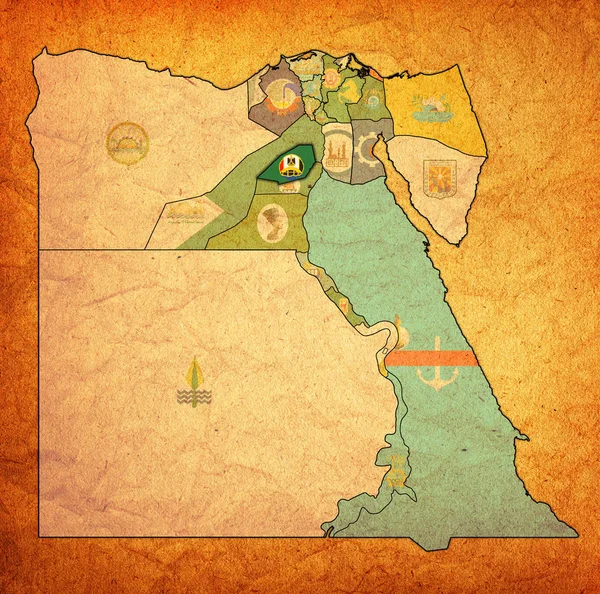 Mısır Valilikleri haritasında Faiyum bayrağı — Stok fotoğraf