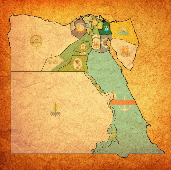 Mısır Valilikleri haritasında İsmailiye bayrağı — Stok fotoğraf