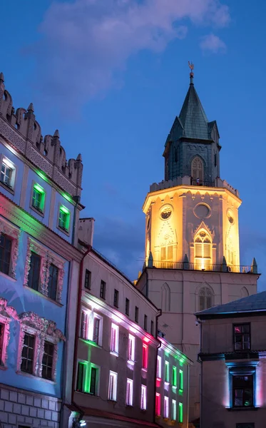 Lublin iluminated eski şehir — Stok fotoğraf