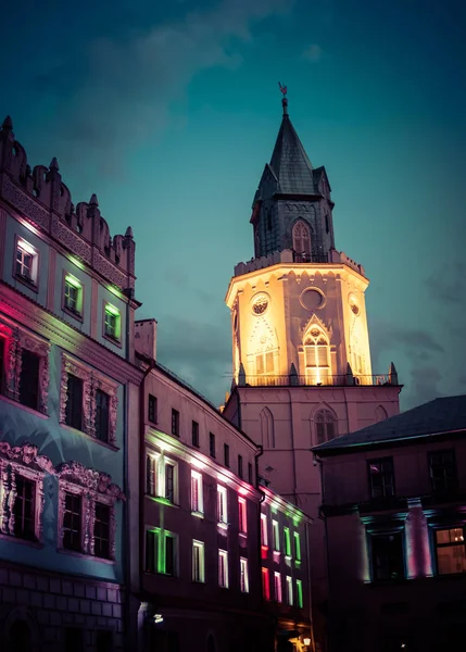 Cidade velha iluminada em Lublin — Fotografia de Stock