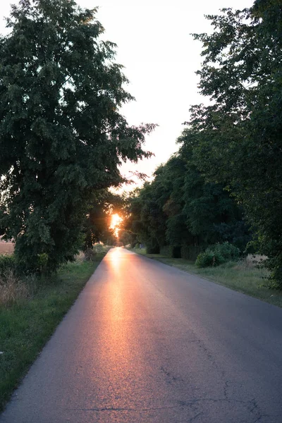 Západ slunce nad silnici — Stock fotografie